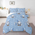Feelyou Blue Christmas Comforter Set Toddler Size Scandinavian Christmas Santa Gnomes Bedding Set for Kids Boys Girls Xmas Snowflake Duvet Quilt Bedroom Decor 2 Pcs with 1 Pillow Cases