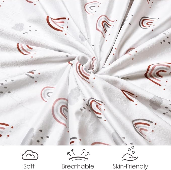 david's kids Micro Fleece Minky Baby Blanket for Boys Girls with Double Layer and Soothing Raised Dots, Breathable and Soft Lightweight Receiving Blanket for Newborns, 30x40 Inches, Rainbow