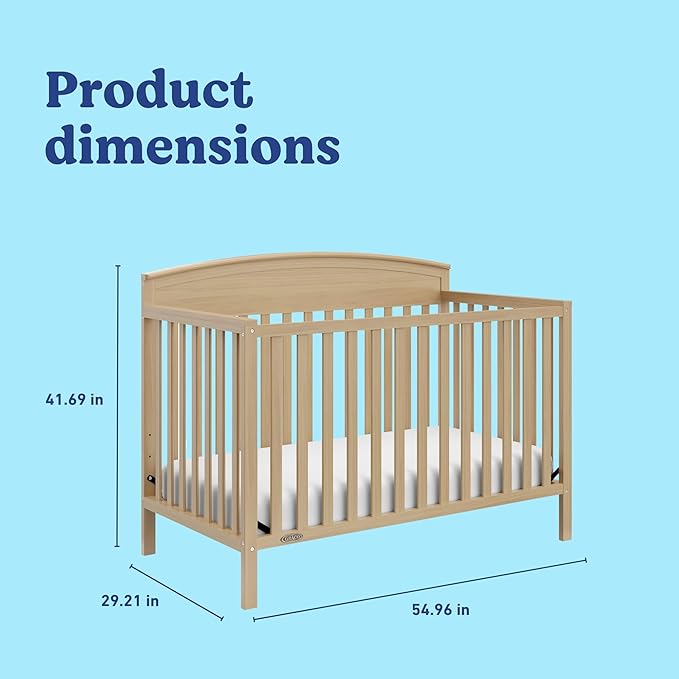 Graco Benton 5-in-1 Convertible Crib (Driftwood) – GREENGUARD Gold Certified, Converts from Baby Crib to Toddler Bed, Daybed and Full-Size Bed, Fits Standard Full-Size Crib Mattress