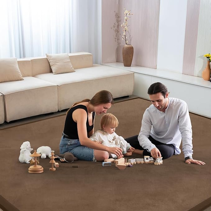 Baby Play Mat for Floor Tummy Time Mat Nursery Muscle Area Rug Playroom Rug Tatami 59"*71" Memory Foam 1.3" Thick Crawling For Babies,Toddlers, Infants, Kids,Floor,Coffee