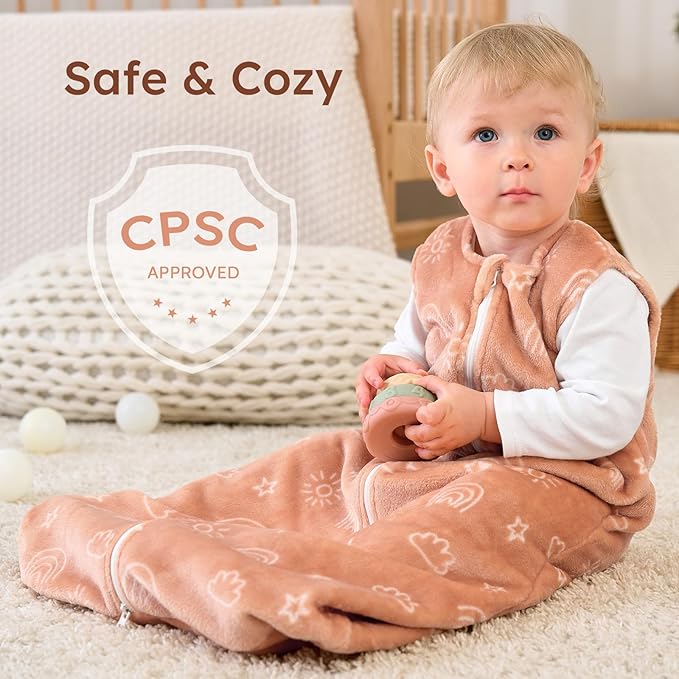 Yoofoss Fleece Baby Sleep Sack 2 Pack 1.5 Tog Baby Wearable Blanket with 2-Way Zipper