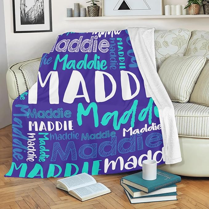 Dr.TOUGH Personalized Blankets with Name Customized Baby Blankets for Girls Boys Adults Monogrammed Blankets and Throws Christmas Birthday Mothers Fathers Valentines Day Gift (Pink-Blue,30''×40'')