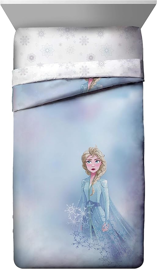 Disney Frozen 2 Elsa Color Block 7 Piece Full Bed Set - Includes Reversible Comforter & Sheet Set Bedding - Super Soft Fade Resistant Microfiber - (Official Disney Product)