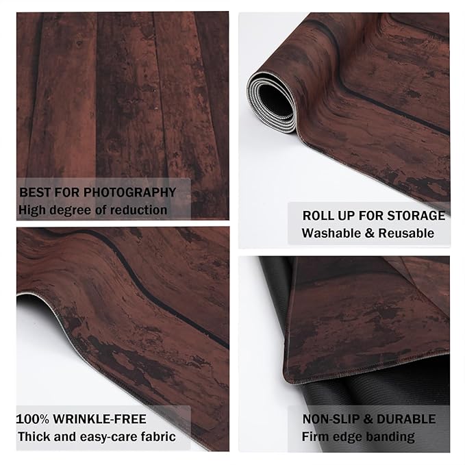Kate Dark Brown Wood Flooring Backdrop Photography Floor Mats Rubber Wooden Wall Mat for Newborn Photography Props Professional Photographer 5x4ft