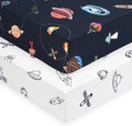 PHF Soft Space Crib Sheet Fitted, 2 Pack Silky Comfy Breathable Polyester Baby Sheets for Boys Girls,28x52x9in Fits Standard Crib and Toddler Mattresses, Space