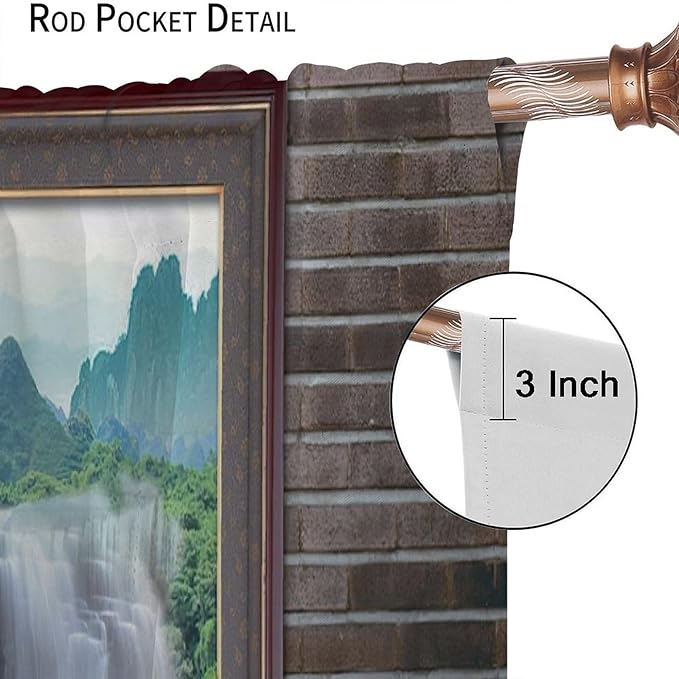 Waterfall Blackout Window Curtains, Tropical Rainforest Jungle Plants Forest Wild Nature Landscape Window Drapes, for Living Room Bedroom 42x45in 2 Panels