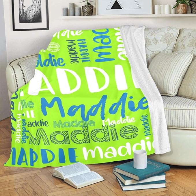 Dr.TOUGH Personalized Blankets with Name Customized Baby Blankets for Girls Boys Adults Monogrammed Blankets and Throws Christmas Birthday Mothers Fathers Valentines Day Gift (Light Green,30''×40'')