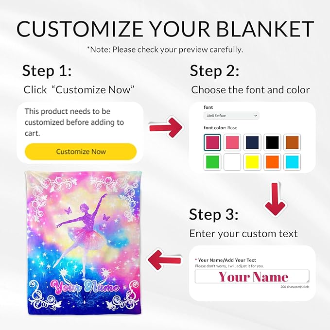 Personalized Dance Blanket - 30 x 40 Inches Lap Size Soft Fuzzy Plush Dance Gifts for Girls - Warm Throw Blankets Stuff Decor for Kids