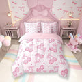 7 Pieces Bowknot Princess Kids Comforter Set Twin,Disco Crystal Ball Western Cowgirl Bedding Set,Starry Sky Bow Tie Romantic Pink Girly（Comforter+Fitted+Flat Sheet+2 Pillowcases+2 Throw Pillow Covers）