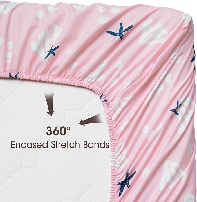 PHF 3 Pack Soft Mermaid Crib Sheets Fitted, Silky Comfy Breathable Baby Sheets for Boys Girls Neutral, 28x52 Inches Fits Standard Crib and Toddler Mattresses, Mermaid