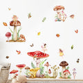 Supzone Woodland Mushroom Wall Decals Elf Flower Fairy Wall Stickers Peel and Stick Vinyl Wall Art Decals for Girls Bedroom Living Room Baby Nursery Wall Decor
