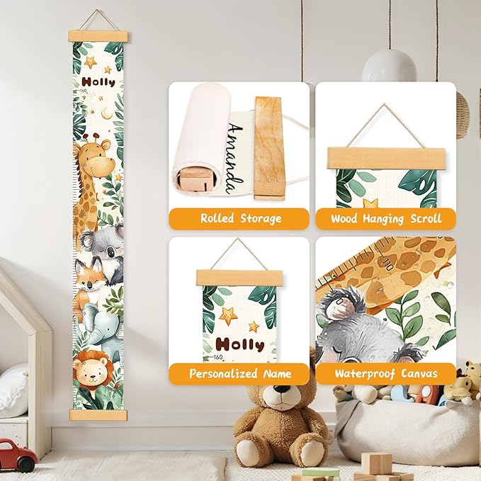 Height Chart for Kids, Height Measurement for Kids Wall Decor, Playroom Wall Decor, Nursery Wall Decor, Kids Bathroom Decor (Cute Animals)
