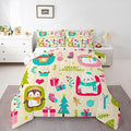 Erosebridal Merry Xmas Comforter Set Twin Size Christmas Tree Quilt for Kids Boys Girls Cartoon Penguin Bear Bedding Set Cute Deer Elk Duvet Insert with 1 Pillow Case