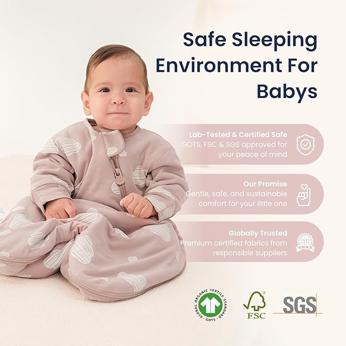 kaiya baby Unisex Sleeping Bag for Babies and Toddlers 1.0 Tog Sleep Sack 6-18 Months, Baby Sleep Sack, Newborn Sleep Sack, Wearable Blanket Baby, One Piece with Sleeves, Gifts for Baby, Pink