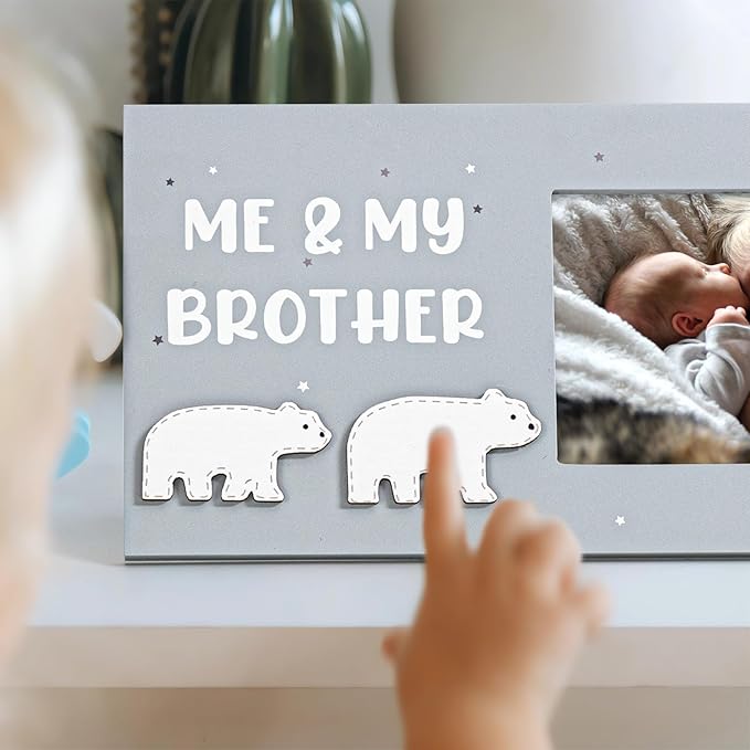 Me and My Brother Picture Frame, Sibling Keepsake Photo Frame, Baby Gift for Baby Shower for Newborn Toddler Boy, Little Sister Big Brother Gift, Little Boy Big Sister Gender Neutral Nursery Decor