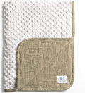 lulumoon Baby Blankets for Newborn Unisex: Thermal Minky Dotted Backing - Muslin Receiving Blanket for Baby Essential & Registry Gift 30"x40"(Olive)