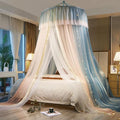 AIKASY Princess Bed Canopy for Girls & Adults, Elegant Double-Layer Bed Curtain, Children's Dream Round Lace Mosquito Net - Fits Twin, Full, Queen, and King Beds(Blue/Pink/White)