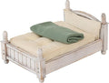 Kate Newborn Photography Props Retro Wooden Bed Posing Props Photoshoot Vintage Doll Bed with Mattress Pillow Bed Mat and Green Stretch Wrap for Baby Photography