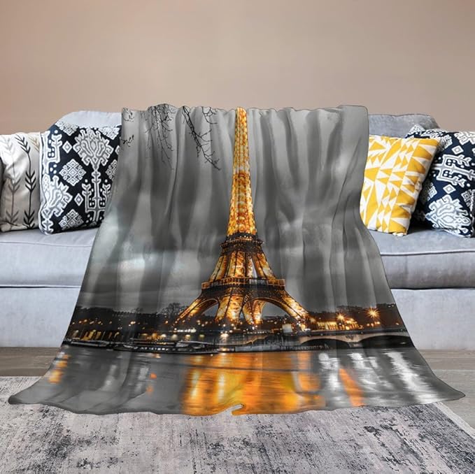 Eiffel Tower Blanket Paris Eiffel Tower Gifts for Girls Boys Woman Kids Lover Throw Blankets Soft Blanket Warm Fleece Flannel Plush Blankets for Bed Sofa Couch 50"x60"
