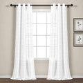 Lush Decor Farmhouse Textured Grommet Sheer Window Curtain Panel Pair, 38"W x 84"L, Bleach White