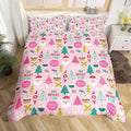 Feelyou Christmas Kids Bedding Set Cartoon Santa Claus Duvet Cover for Boys Children Teens Bedroom Decor Christmas Tree Comforter Cover Set Xmas Theme Bedspread Cover Toddler Size with 1 Pillow Case