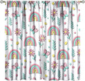 Kids Rainbow Curtains Boho Cartoon Colorful Stars Love Heart Lovely Abstract Art Pattern Print Window Drapes for Girl Bedroom Living Room Kitchen Decor,2 Panel Set,52Wx84H Inch Blackout