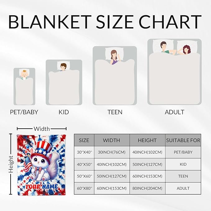 Personalized Girls Blanket Gifts Cat Blankets for Teens, Women - 50" x 60" Soft Cozy Flannel Cat Lovers Throws Stuff for Couch, Sofa & Bed