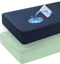 david's kids 2 Pack 52''x28'' Waterproof Crib Mattress Protector Pad Cover Stretch up to 8", Fitted Standard Crib and Toddler Mattresses, Soft and Breathable for Boys Girls, Navy Blue & Sage Green