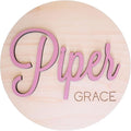 Custom Baby Name Announcement Disc, Wooden Hospital Photo Prop, 30 Colors & Multiple Font Options, Personalized Welcome New Baby Name Sign, 4-8 Inches