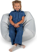 Big Joe Classic Bean Bag Chair for Kids Bedroom and Reading Nook, Easy-Clean Gray, Durable Nylon Polyester Blend, 2 feet Refillable