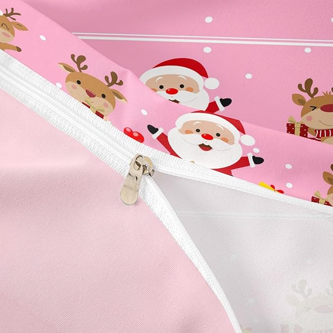 Christmas Bedding Duvet Cover Set Kids Cartoon Santa Claus Bedding Set Boys Girls Deer New Year Decor Comforter Cover Set Microfiber Gift Boxes Xmas Theme Bedspread Cover Bedroom Bedclothes Full Size