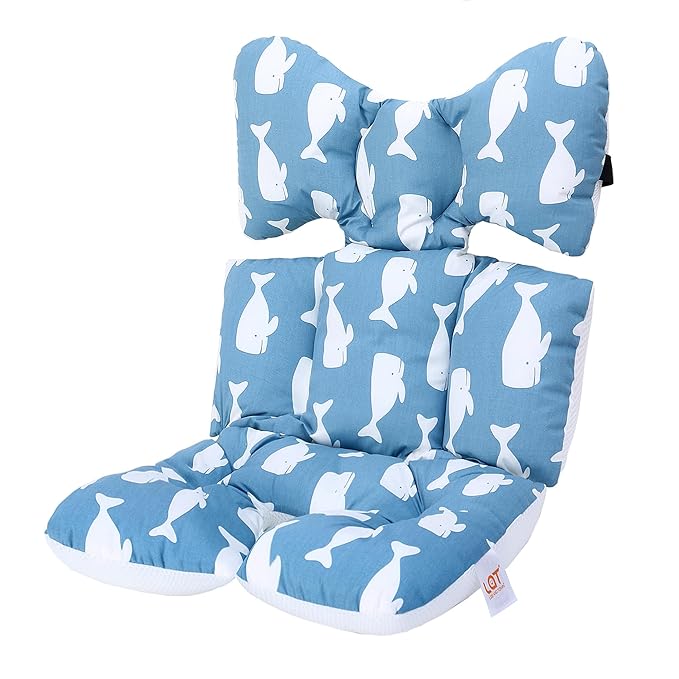 Baby Seat Pad Liner for Stroller–Soft and Breathable，3D Air Mesh Cotton Universal Baby Stroller Cushion (Whale)