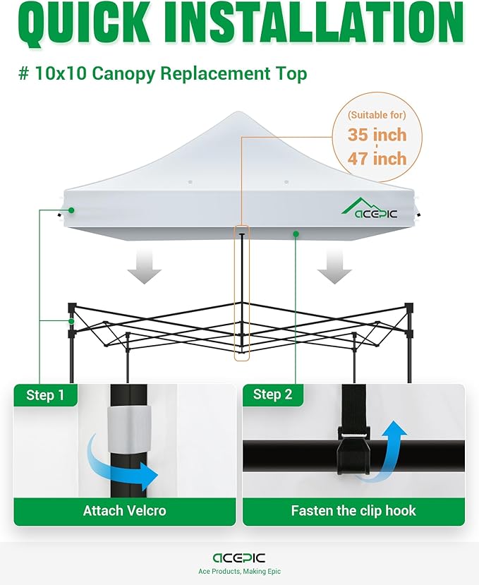 Heavy Duty 10x10 Canopy Replacement Top Cover with 8 Large Drainage Holes, Waterproof PU and 99% UV Resistant Fabric for Outdoor Events, Art Exhibition (Tent Top Only, Excluding Frame, Khaki)