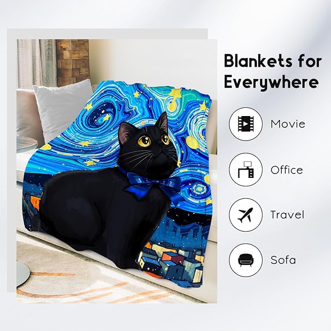 Kids Blanket - Cat Blankets for Cat Lovers - Lightweight Flannel Soft Cute Throws Gifts for Room Decor/Bed/Sofa - 50"x60"