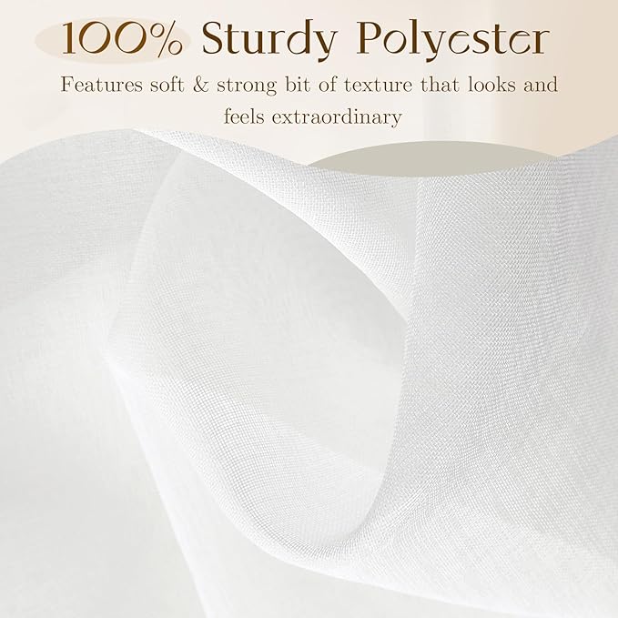 Dreaming Casa White Sheer Curtains 96 Inches Long, Rod Pocket & Back Tab Light Filtering Textured Sheers for Living Room Bedroom, 2 Panels, Each 100" W x 96" L