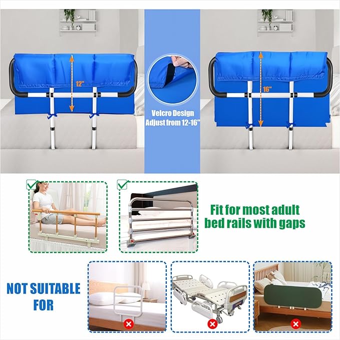 EDWERD Bed Rail Padding Cushion for Clinic & Home - Bedside Bumper Pads for Elderly Adults, Bed Fall Protector & Safety Guard, 31" L × 24" W × 1" H (1)