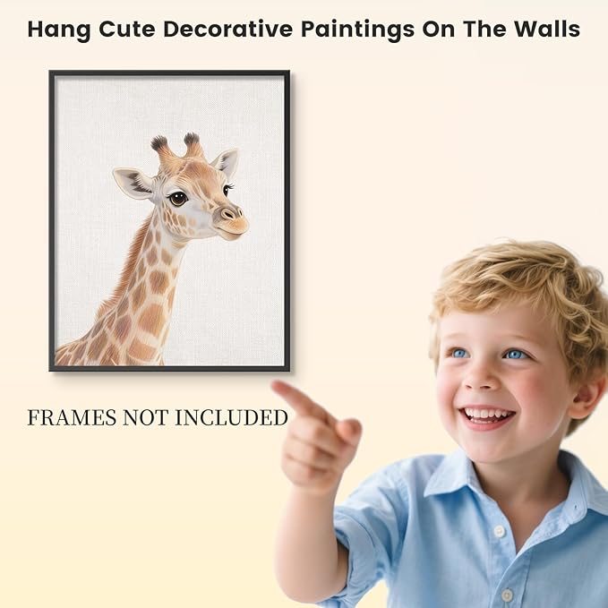 VOLIX Set of 6 Wall Art Unframed Jungle Animal Wall Hanging Decor for Kids Room, Nursery, Safari Themed Birthday Party, 8" x 10"