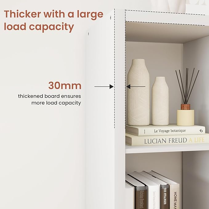2 x 2 White Cube Storage Organizer, 14.6" x 30" x 30" Wood Cubby Shelf with Four Organized Spaces, Four Cube Organizers Bookcase for Bedroom, Living Room, Playroom, White