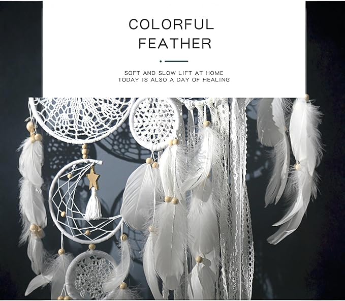 Dream Catcher Wall Decor,Large Boho Dream Catcher with Luxurious Feathers & Beads, Handmade Wall Hanging for Bedroom, Nursery, Living Room, Gift Ready for Girls & Adults (Pink)