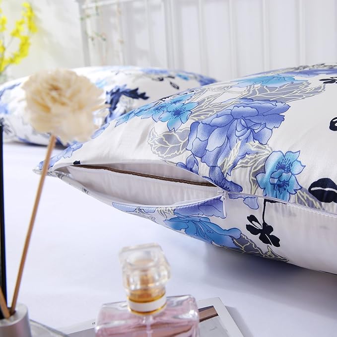 SLPBABY Silk Pillowcase for Hair and Skin with Hidden Zipper Print (Queen, Pattern 21)