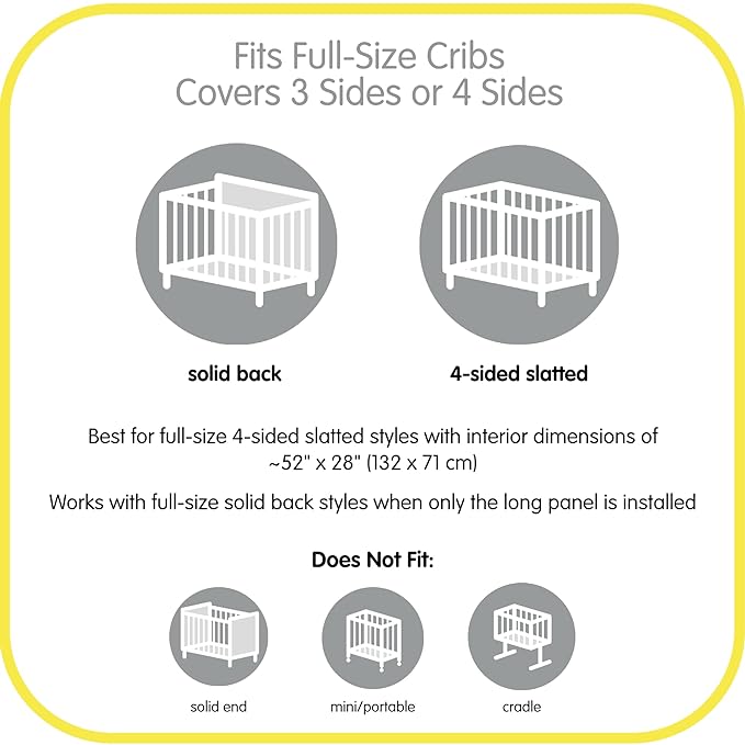 BreathableBaby Breathable Mesh Liner for Full-Size Cribs, Classic 3mm Mesh, Owl Fun Gray (Size 4FS Covers 3 or 4 Sides)