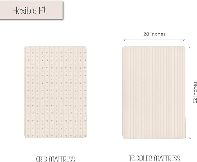 Ely's & Co. Crib Sheets, Baby Girl Fitted Crib Mattress Sheet Set, 2 Pack, 100% Jersey Knit Cotton, Infant and Toddler Nursery Bedding, 28” x 52” Pink Linear Floral Collection