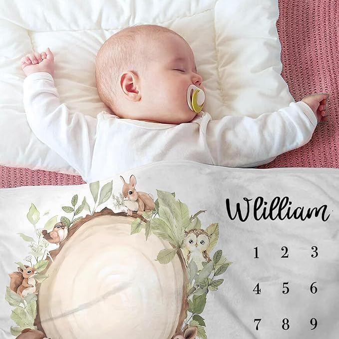 Personalized Gifts for Baby with Customized Name, Baby Monthly Milestone Blanket for Baby Girl Boy, Baby Blanket, Perfect Custom Baby Blanket Gifts