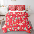 Erosebridal 7Pcs Red Christmas Comforter Set Queen Size,Christmas Nutcracker Bedding Set,Girly Dreamy Princess Bed in A Bag,Xmas Pine Tree Snowflake Quilt with Flat Fitted Sheet,Red