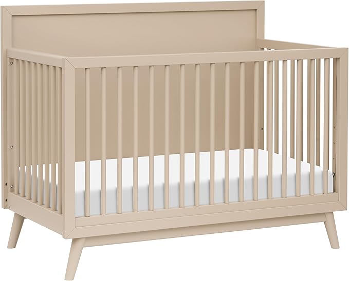 Babyletto Palma 4-in-1 Convertible Crib with Toddler Bed Conversion Kit in Taupe, Greenguard Gold Certified