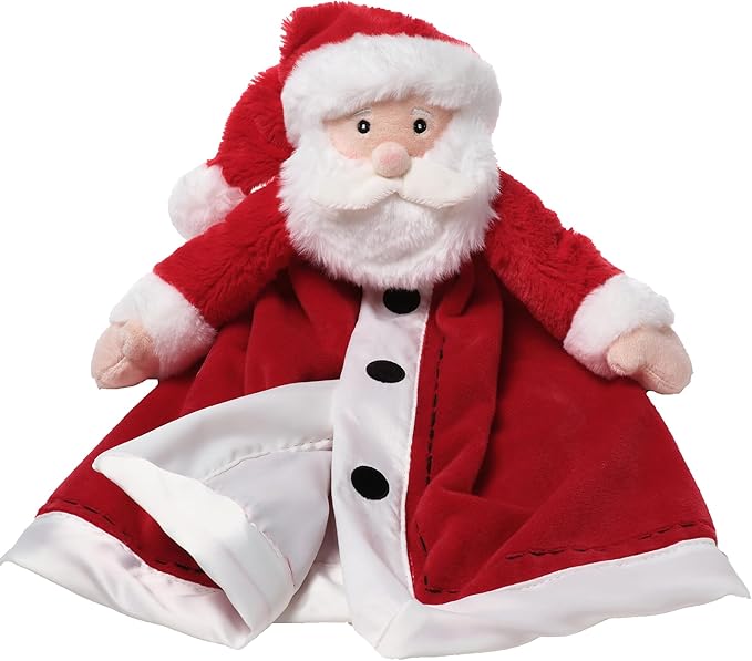 Bearington Red Santa Christmas Loveys for Babies - 15" Soft and Cuddly Baby Security Blanket with Satin Trim - Adorable Lovies for Baby Girls and Boys - Cute Toy and Holiday Snuggle Buddy for Newborns