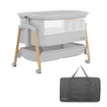 évolur Lullaby Portable Bassinet with Wheels, Adjustable Bedside Sleeper, Breathable Mesh Sides, Large Storage Basket, Easy Fold, and Travel Bag Included, Perfect for Newborns & Infants - Light Gray