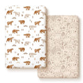 Stretchy Ultra Soft Jersey Knit Pack n Play Sheets Set 2 Pack, Portable/Mini Crib Sheets for Boys and Girls, Universal Fit for Pack N Plays Safe and Snug, Stylish Playard Sheets of Cute Animals Print