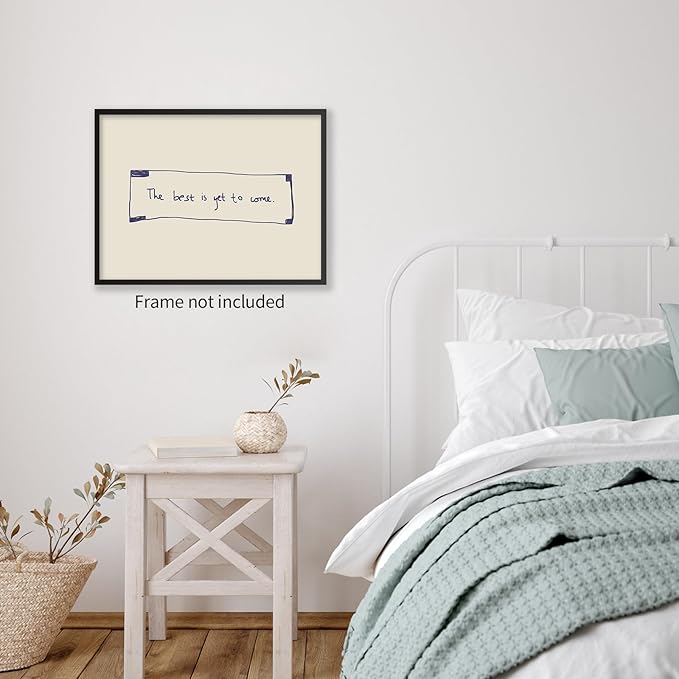 Cute Minimalist Blue Quotes Wall Art Funky Motivational Poster Positive Inspiring Daily Reminder Canvas Prints The Best Is Yet To Come Wall Decor for Bedroom Dorm 12x16 inch Unframed