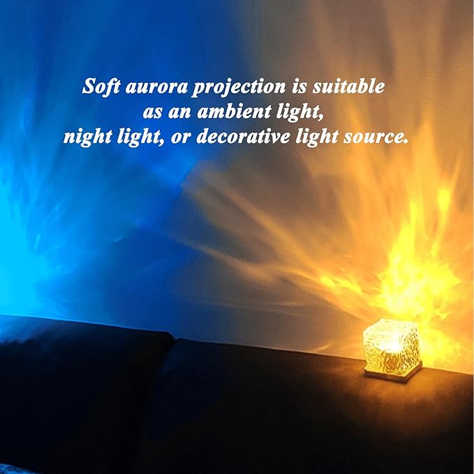 Aurora Borealis Night Light Dreamscape Projector, Magical Northern Lights for Your Room, 3/16 Colors Ambient Dynamic Wave Cube Lamp with Remote (16 Colors Rechargeable, Wood)